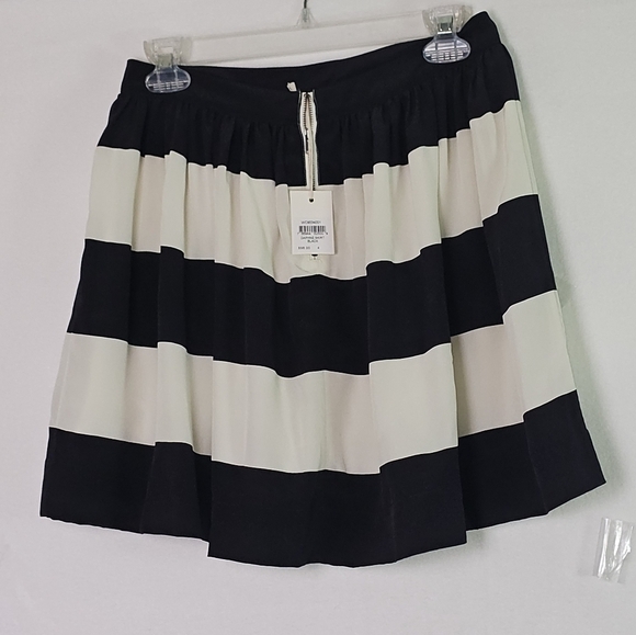 Fossil Silk Striped Mini Skirt Sz 4 Skater,Preppy - Picture 2 of 13